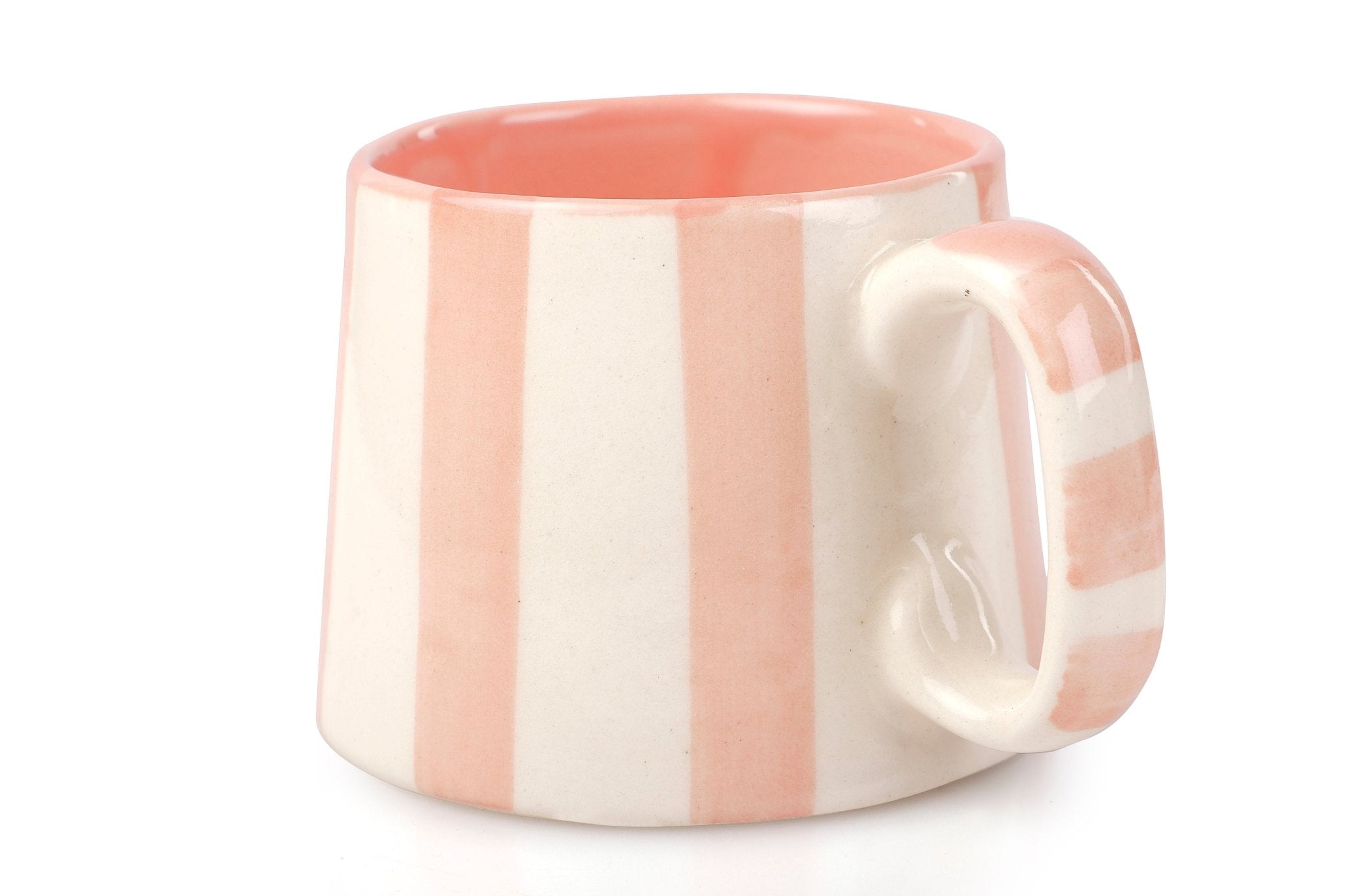 Ceramic Pink Stripe Coffee cup - 220ml - 3.5 x 2.5 Inches (Set of 4) - Che Cose Belle
