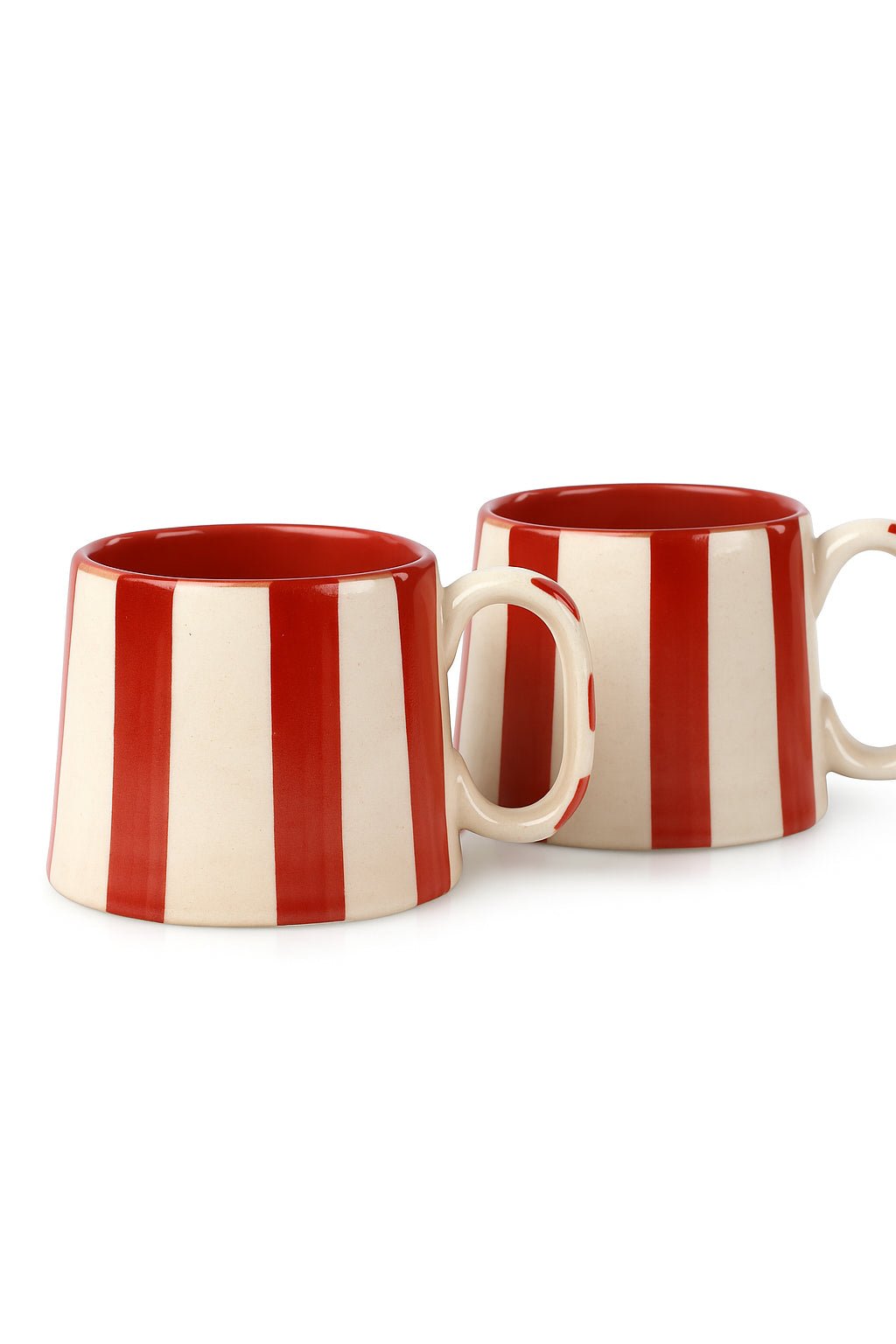 Ceramic Red Stripe Coffee cup - 3.5 x 2.5 Inches ( Set of 2 ) - Che Cose Belle
