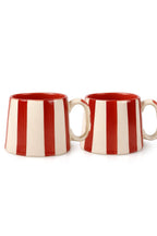 Ceramic Red Stripe Coffee cup - 3.5 x 2.5 Inches ( Set of 2 ) - Che Cose Belle