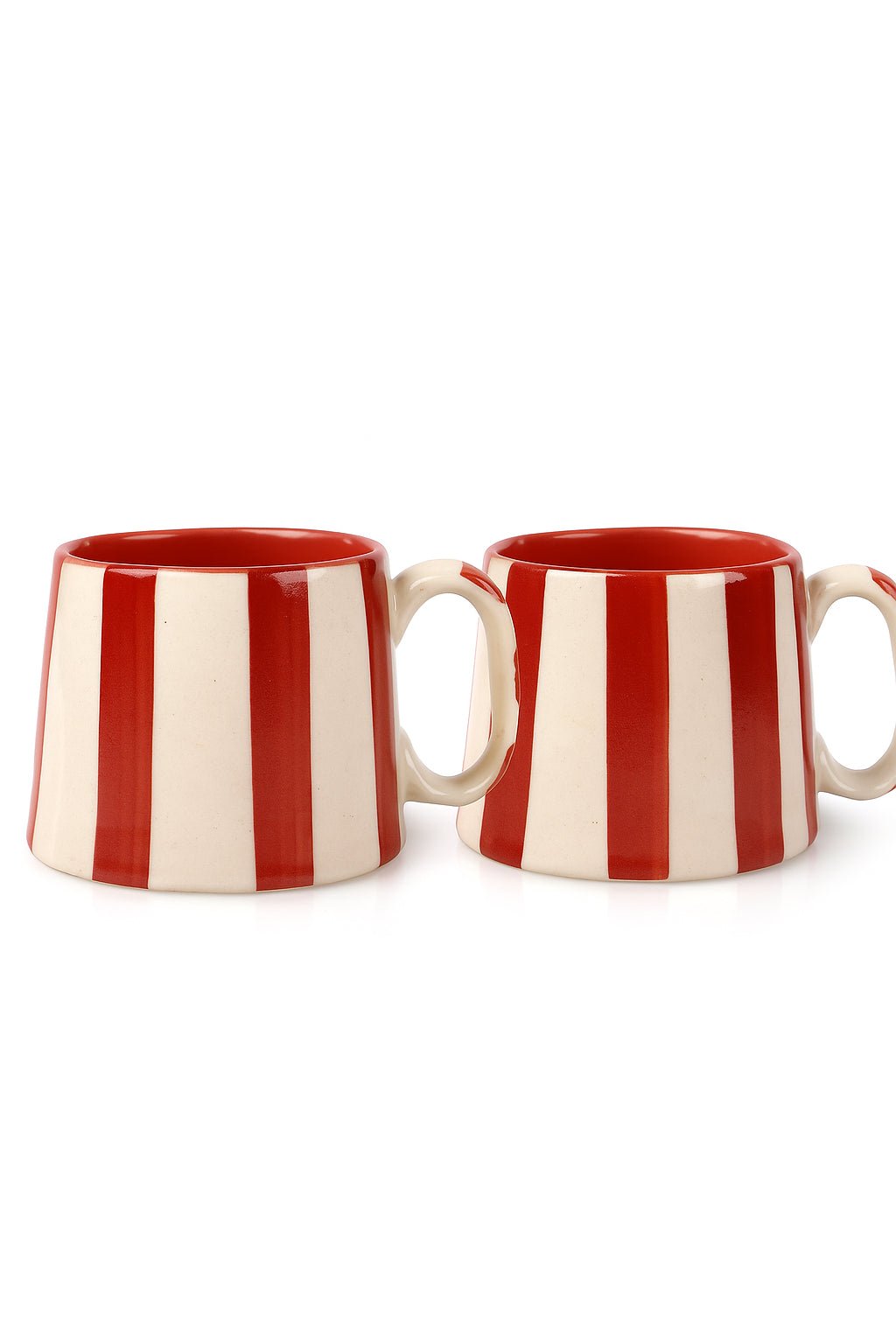 Ceramic Red Stripe Coffee cup - 3.5 x 2.5 Inches ( Set of 2 ) - Che Cose Belle