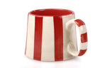 Ceramic Red Stripe Coffee cup - 3.5 x 2.5 Inches ( Set of 2 ) - Che Cose Belle