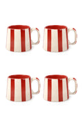 Ceramic Red Stripe Coffee cup - 3.5 x 2.5 Inches ( Set of 4 ) - Che Cose Belle