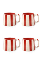 Ceramic Red Stripe Coffee cup - 3.5 x 2.5 Inches ( Set of 4 ) - Che Cose Belle