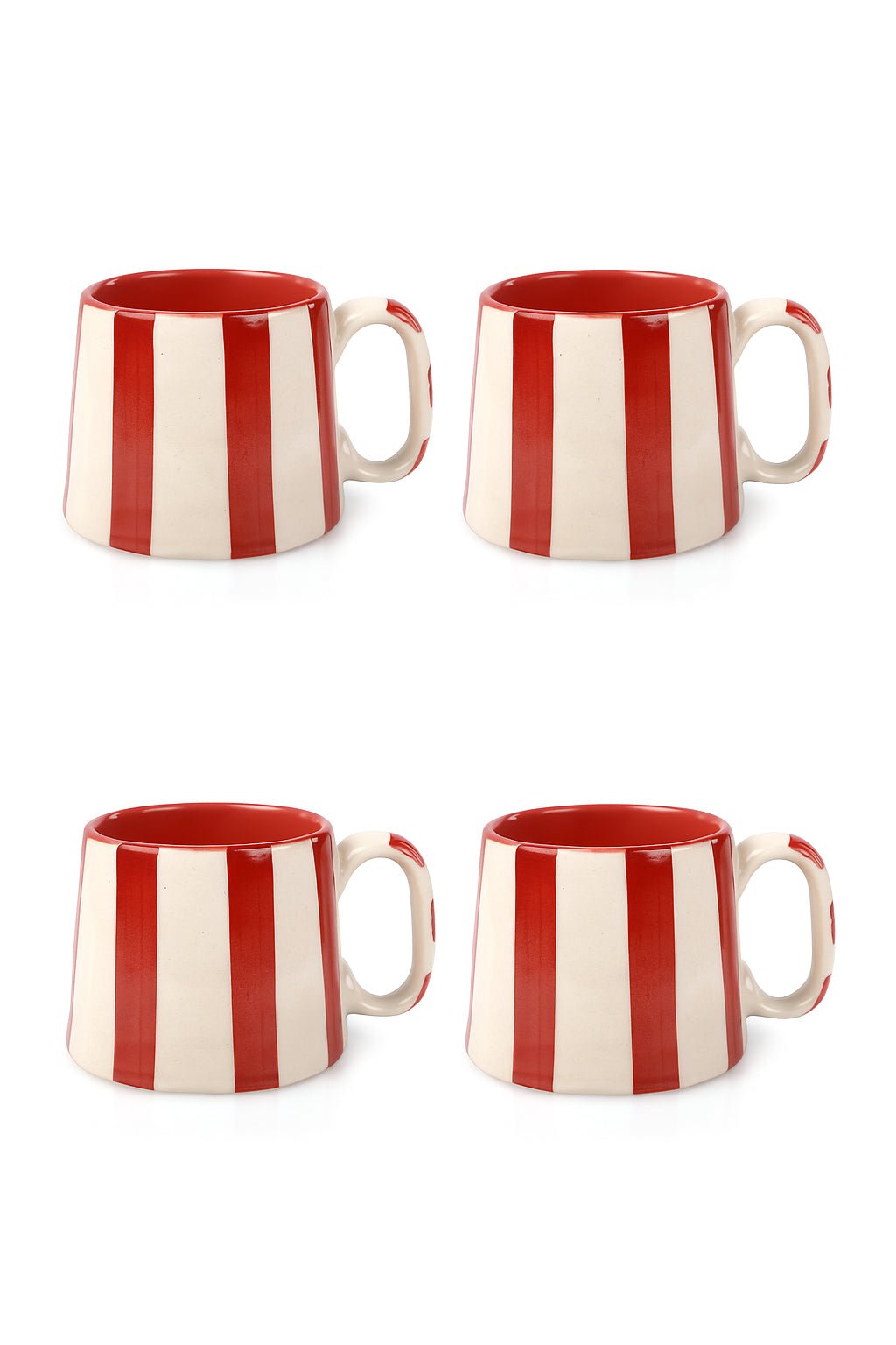 Ceramic Red Stripe Coffee cup - 3.5 x 2.5 Inches ( Set of 4 ) - Che Cose Belle