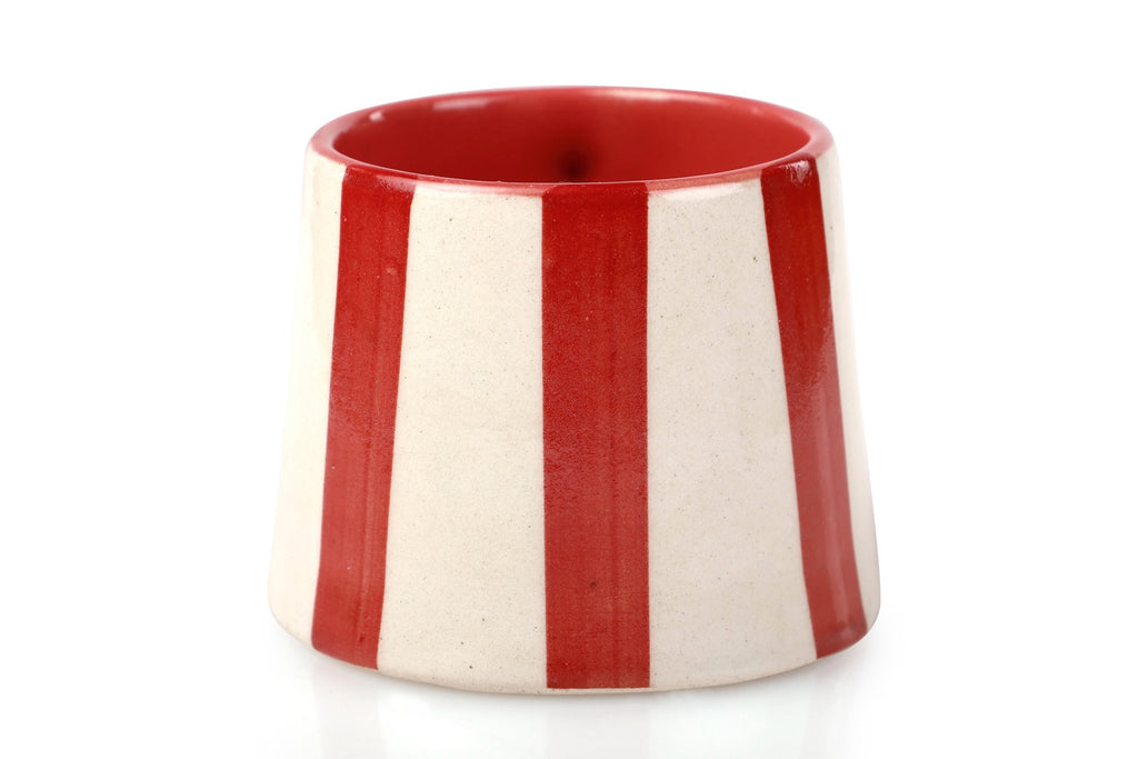 Ceramic Red Stripe Coffee cup - 3.5 x 2.5 Inches ( Set of 4 ) - Che Cose Belle