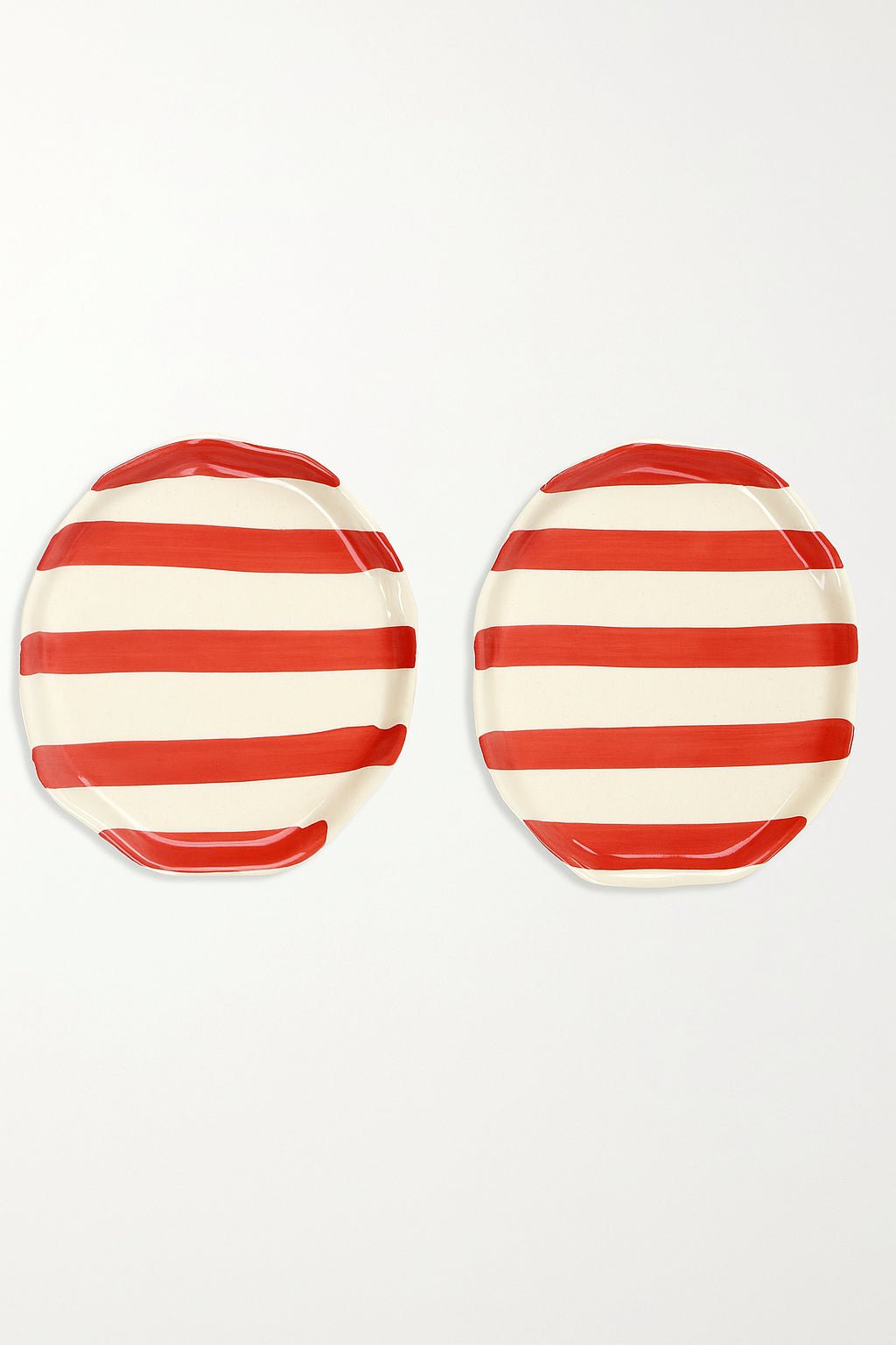 Ceramic Red stripe plate, 6.3x6.3 Inches ( Set of 2 ) - Che Cose Belle