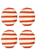 Ceramic Red stripe plate, 6.3x6.3 Inches ( Set of 4 ) - Che Cose Belle