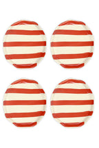 Ceramic Red stripe plate, 6.3x6.3 Inches ( Set of 4 ) - Che Cose Belle
