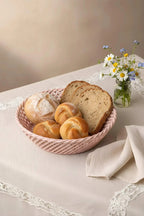Ceramic Round Hand - Woven Basket – White, Beige & Pink Glazed Porcelain - Che Cose Belle