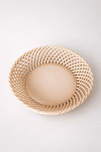 Ceramic Round Hand - Woven Basket – White, Beige & Pink Glazed Porcelain - Che Cose Belle