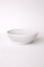 Ceramic Round Hand - Woven Basket – White, Beige & Pink Glazed Porcelain - Che Cose Belle
