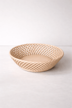 Ceramic Round Hand - Woven Basket – White, Beige & Pink Glazed Porcelain - Che Cose Belle