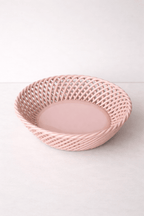 Ceramic Round Hand - Woven Basket – White, Beige & Pink Glazed Porcelain - Che Cose Belle