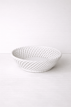 Ceramic Round Hand - Woven Basket – White, Beige & Pink Glazed Porcelain - Che Cose Belle