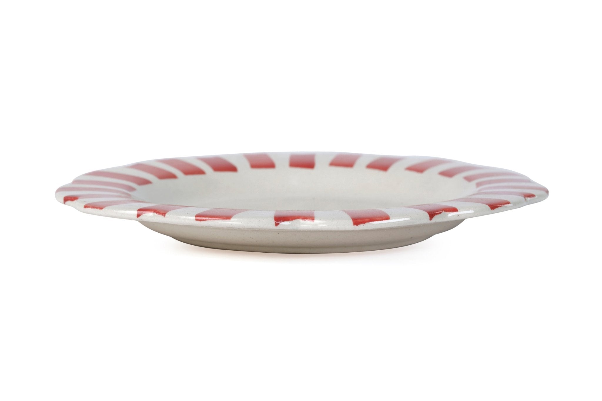 Ceramic Stripe Dinner Plate, Red - 10 x 10 x 1.25 Inches ( Set of 2 ) - Che Cose Belle