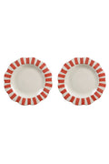 Ceramic Stripe Dinner Plate, Red - 10 x 10 x 1.25 Inches ( Set of 2 ) - Che Cose Belle