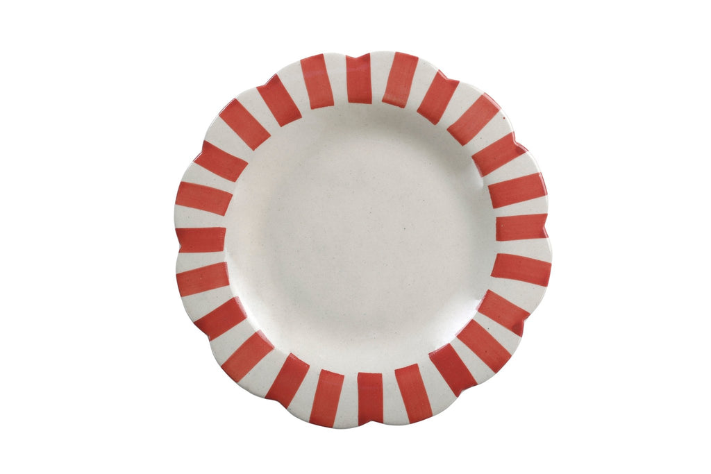 Ceramic Stripe Dinner Plate, Red - 10 x 10 x 1.25 Inches ( Set of 2 ) - Che Cose Belle
