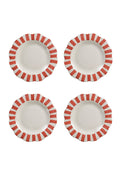 Ceramic Stripe Dinner Plate, Red - 10 x 10 x 1.25 Inches ( Set of 4 ) - Che Cose Belle