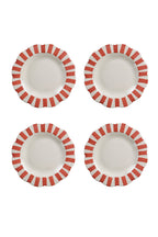 Ceramic Stripe Dinner Plate, Red - 10 x 10 x 1.25 Inches ( Set of 4 ) - Che Cose Belle