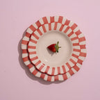 Ceramic Stripe Dinner Plate, Red - 10 x 10 x 1.25 Inches ( Set of 4 ) - Che Cose Belle