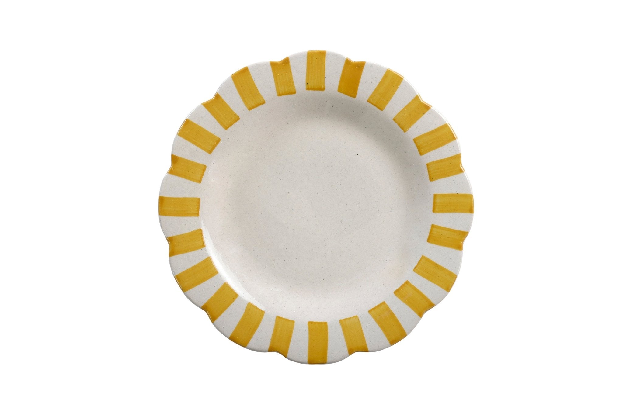 Ceramic Stripe Dinner Plate, Yellow - 10 x 10 x 1.25 Inches ( Set of 2 ) - Che Cose Belle