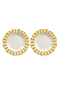 Ceramic Stripe Dinner Plate, Yellow - 10 x 10 x 1.25 Inches ( Set of 2 ) - Che Cose Belle