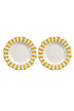Ceramic Stripe Dinner Plate, Yellow - 10 x 10 x 1.25 Inches ( Set of 2 ) - Che Cose Belle