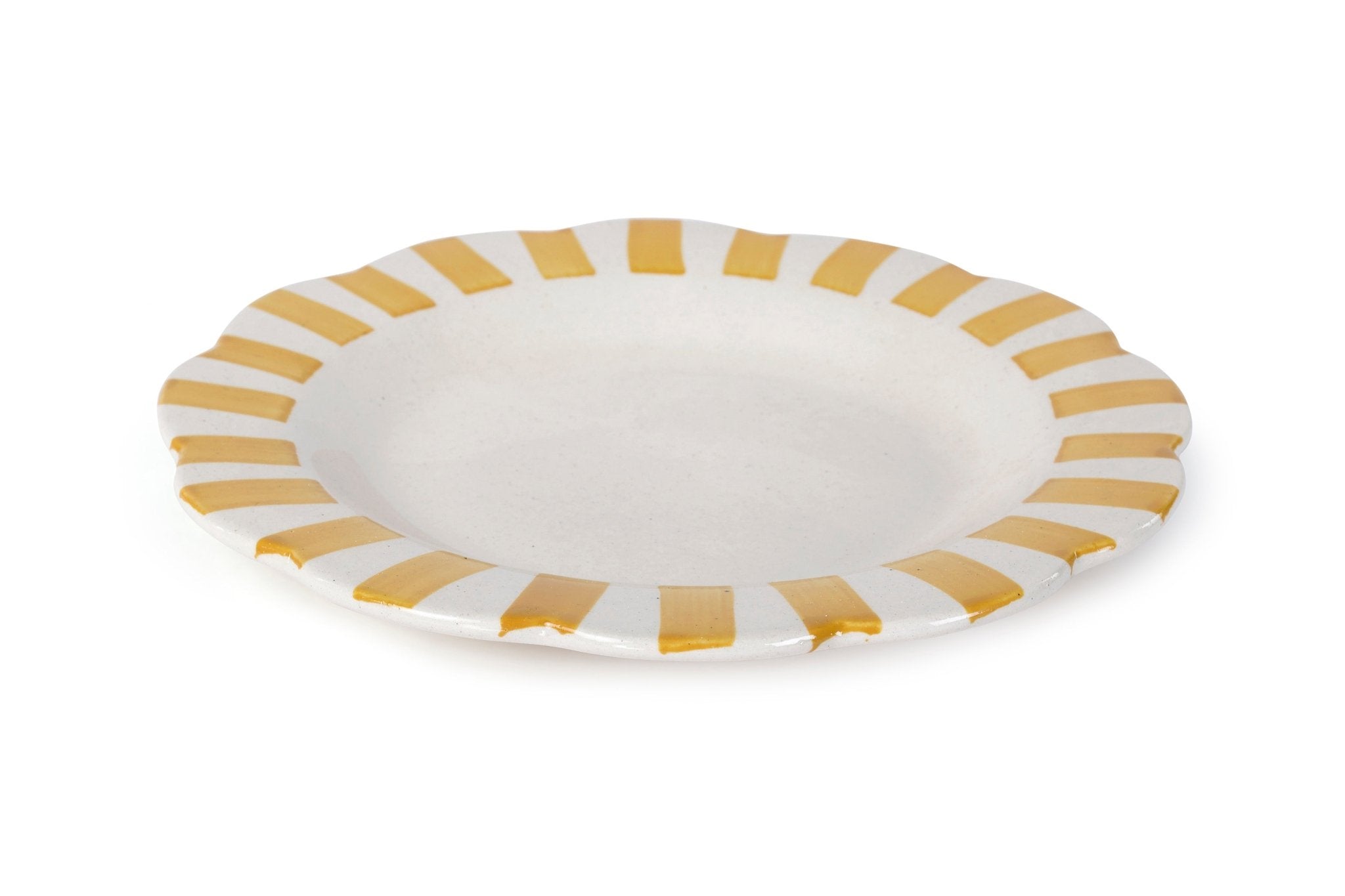 Ceramic Stripe Dinner Plate, Yellow - 10 x 10 x 1.25 Inches ( Set of 2 ) - Che Cose Belle
