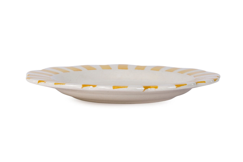 Ceramic Stripe Dinner Plate, Yellow - 10 x 10 x 1.25 Inches ( Set of 4 ) - Che Cose Belle
