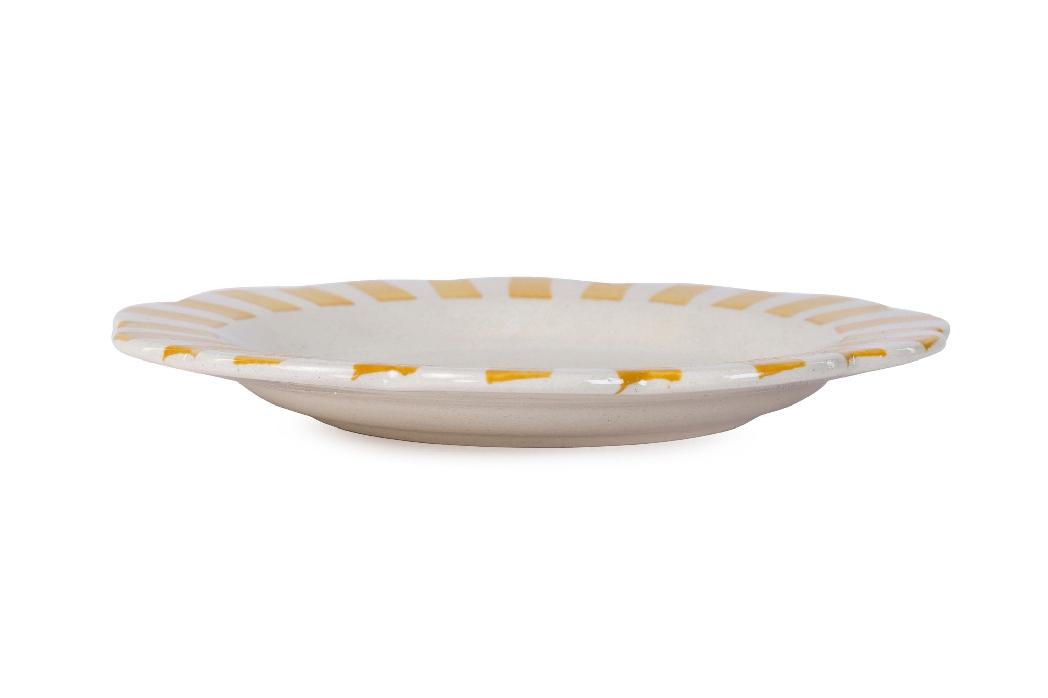 Ceramic Stripe Dinner Plate, Yellow - 10 x 10 x 1.25 Inches ( Set of 4 ) - Che Cose Belle