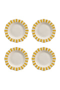 Ceramic Stripe Dinner Plate, Yellow - 10 x 10 x 1.25 Inches ( Set of 4 ) - Che Cose Belle