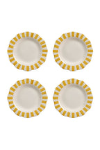 Ceramic Stripe Dinner Plate, Yellow - 10 x 10 x 1.25 Inches ( Set of 4 ) - Che Cose Belle