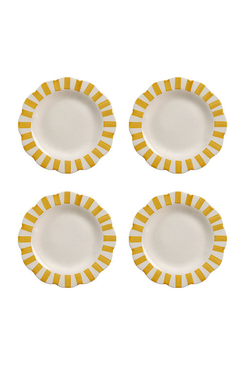 Ceramic Stripe Dinner Plate, Yellow - 10 x 10 x 1.25 Inches ( Set of 4 ) - Che Cose Belle