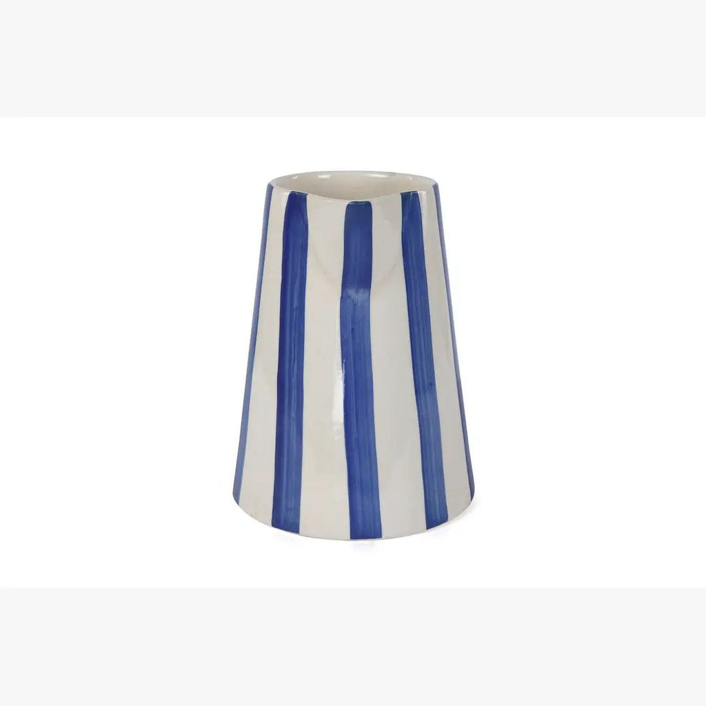 Ceramic Stripe Pitcher, Blue - 8.25x8.25x8 Inches - Che Cose Belle