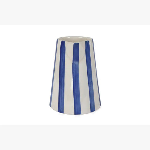Ceramic Stripe Pitcher, Blue - 8.25x8.25x8 Inches - Che Cose Belle