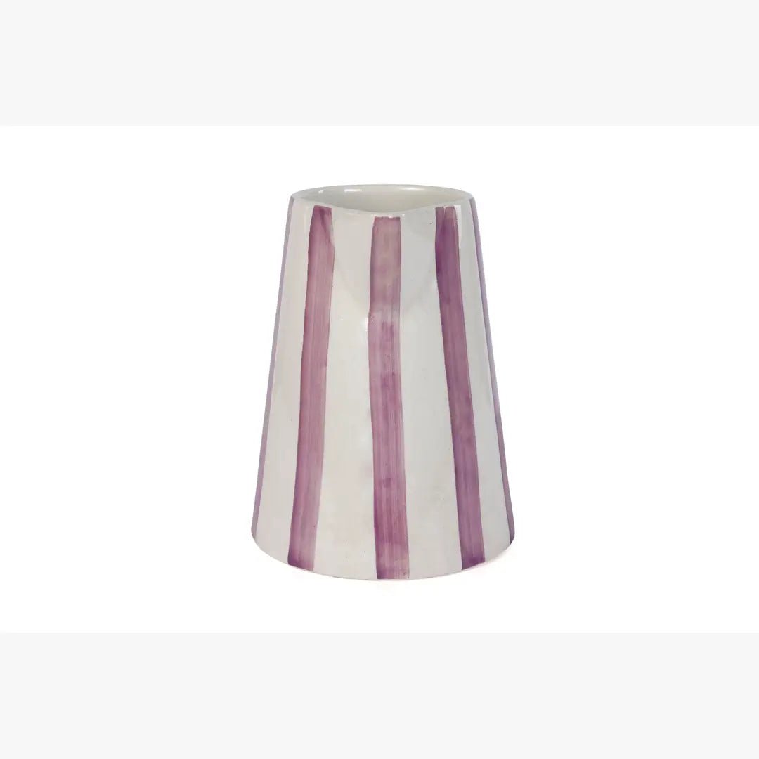 Ceramic Stripe Pitcher, Purple - 8.25 x 8.25 x 8 Inches - Che Cose Belle
