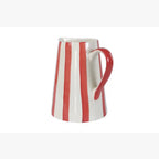 Ceramic Stripe Pitcher, Red - 8.25 x 8.25 x 8 Inches - Che Cose Belle