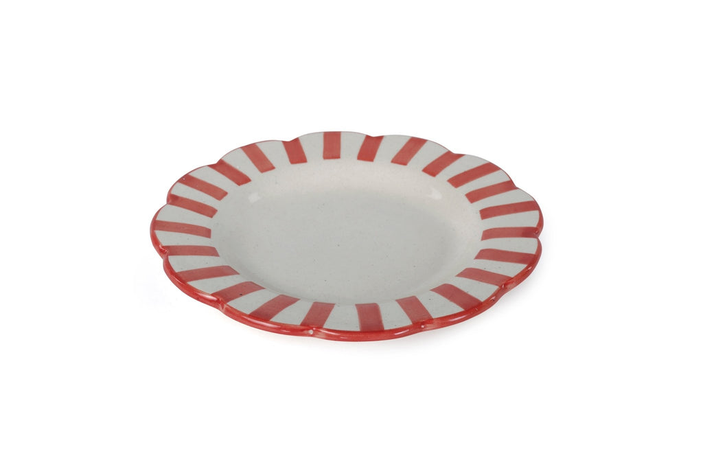 Ceramic stripe Salad Plate, Red - 8.25x 8.25 x 1.25 Inches ( Set of 2 ) - Che Cose Belle