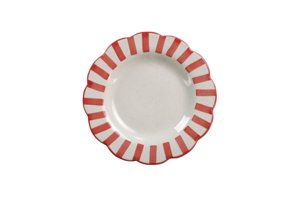 Ceramic stripe Salad Plate, Red - 8.25x 8.25 x 1.25 Inches ( Set of 2 ) - Che Cose Belle