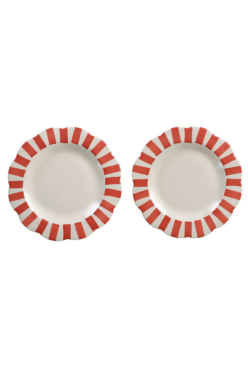 Ceramic stripe Salad Plate, Red - 8.25x 8.25 x 1.25 Inches ( Set of 2 ) - Che Cose Belle