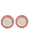 Ceramic stripe Salad Plate, Red - 8.25x 8.25 x 1.25 Inches ( Set of 2 ) - Che Cose Belle