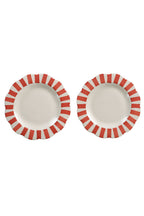 Ceramic stripe Salad Plate, Red - 8.25x 8.25 x 1.25 Inches ( Set of 2 ) - Che Cose Belle