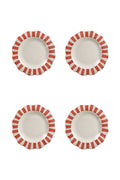 Ceramic stripe Salad Plate, Red - 8.25x 8.25 x 1.25 Inches ( Set of 4 ) - Che Cose Belle