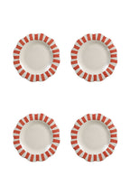 Ceramic stripe Salad Plate, Red - 8.25x 8.25 x 1.25 Inches ( Set of 4 ) - Che Cose Belle