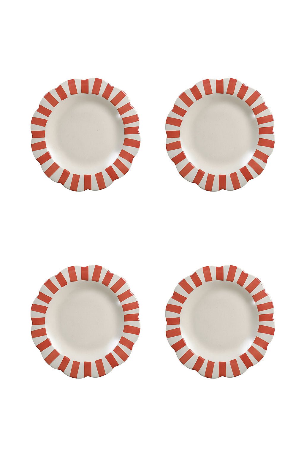 Ceramic stripe Salad Plate, Red - 8.25x 8.25 x 1.25 Inches ( Set of 4 ) - Che Cose Belle