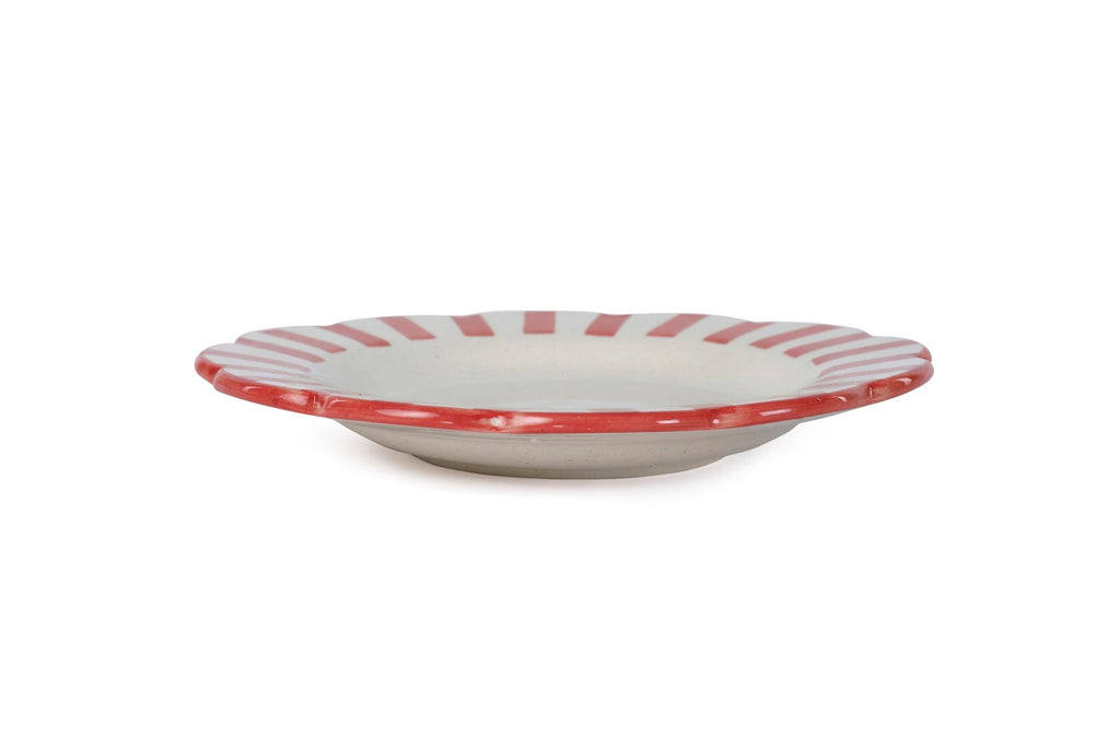 Ceramic stripe Salad Plate, Red - 8.25x 8.25 x 1.25 Inches ( Set of 4 ) - Che Cose Belle