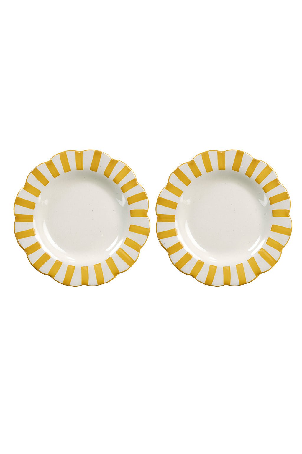 Ceramic stripe Salad Plate, Yellow - 8.25x 8.25 x 1.25 Inches ( Set of 2 ) - Che Cose Belle