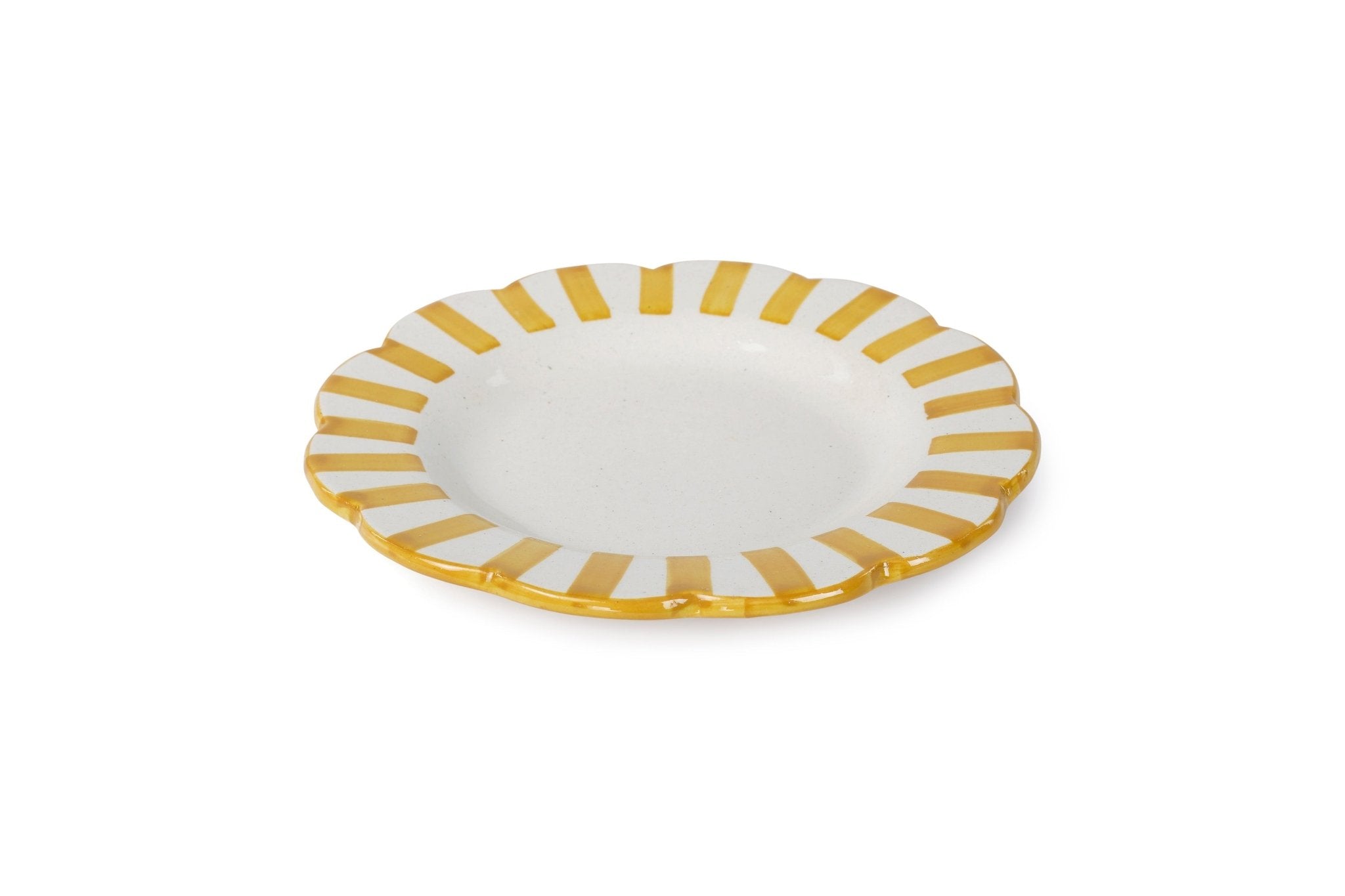 Ceramic stripe Salad Plate, Yellow - 8.25x 8.25 x 1.25 Inches ( Set of 2 ) - Che Cose Belle