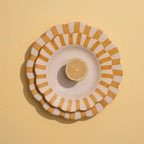Ceramic stripe Salad Plate, Yellow - 8.25x 8.25 x 1.25 Inches ( Set of 2 ) - Che Cose Belle