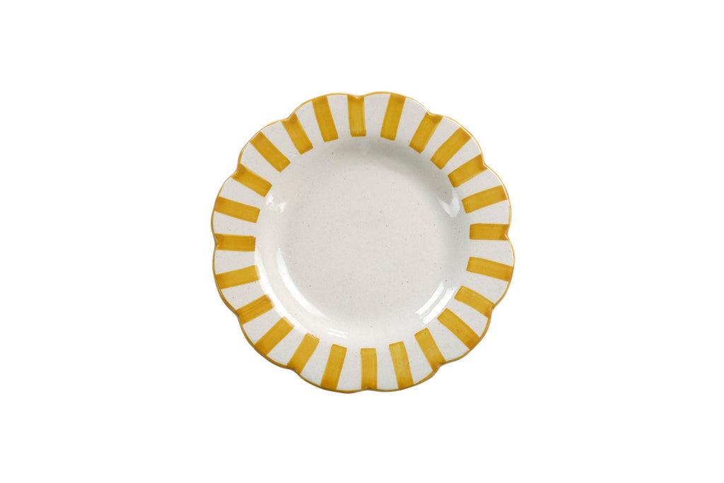 Ceramic stripe Salad Plate, Yellow - 8.25x 8.25 x 1.25 Inches ( Set of 4 ) - Che Cose Belle